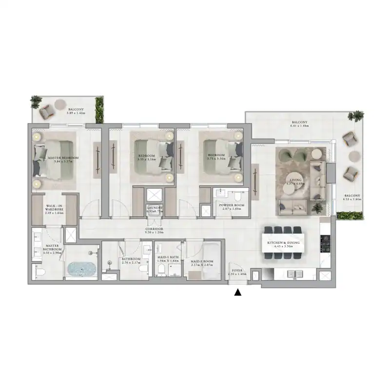 3-BR Apartment plan
